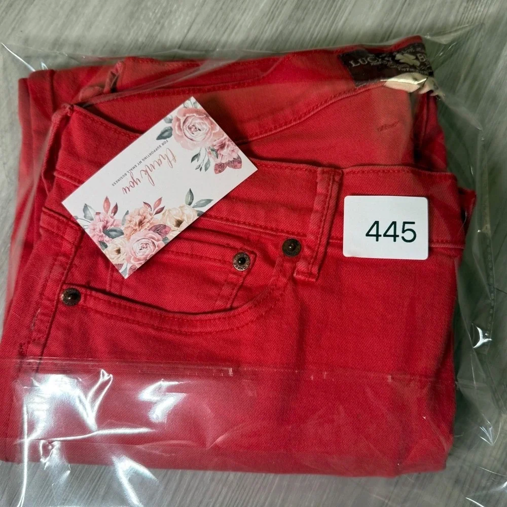 Lucky Brand Sweet N Crop Red Straight Leg Cropped Jeans Womens Size 8 29 7WC1010